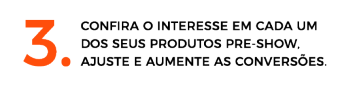 confira o interesse em cada um dos seus produtos pre-show. Ajuste e aumente as conversões
